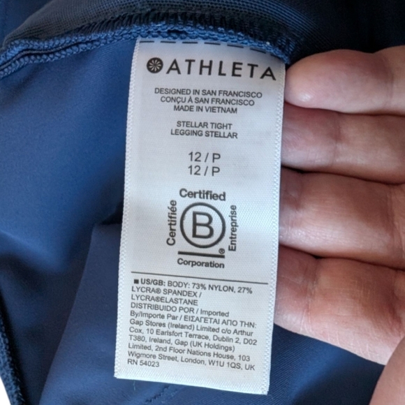 Athleta Stellar Tight Pants Enchanted Blue Ankle Zippers Women's size 12 Petite - Picture 10 of 14